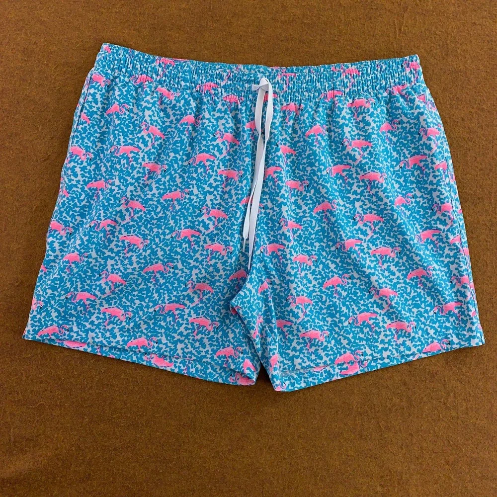 Chubbies Mens 2XL Blue Pink Flamingo Print 5.5